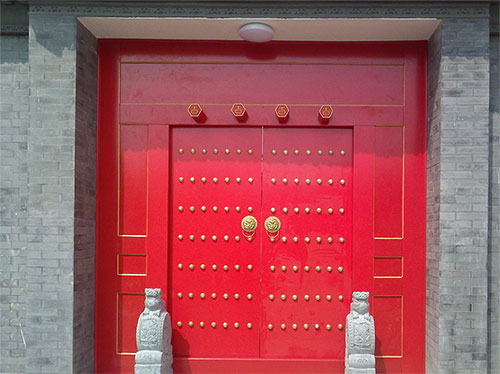 阿鲁科尔沁中国传统四合院系列朱红色中式木制大门木作